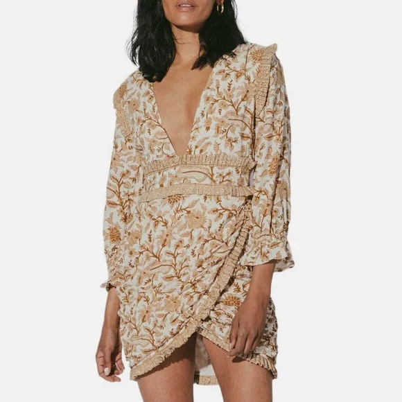 Cleobella Victoria Mini Dress / Tan / Size XL - Picture 2 of 11